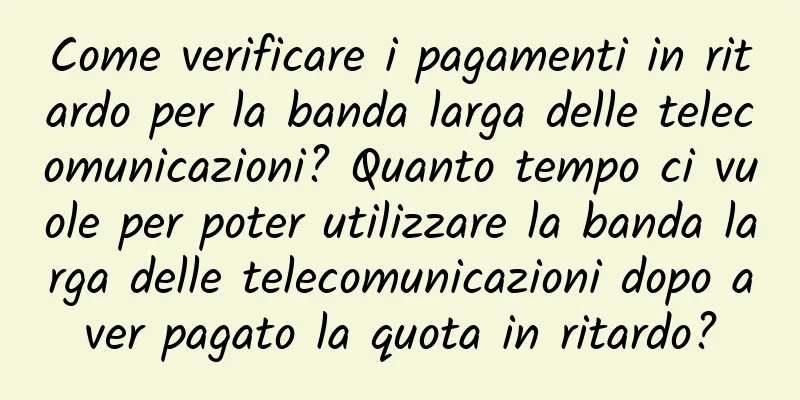 Come verificare i pagamenti in ritardo per la banda larga delle telecomunicazioni? Quanto tempo ci vuole per poter utilizzare la banda larga delle telecomunicazioni dopo aver pagato la quota in ritardo?