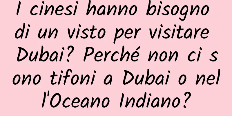 I cinesi hanno bisogno di un visto per visitare Dubai? Perché non ci sono tifoni a Dubai o nell'Oceano Indiano?