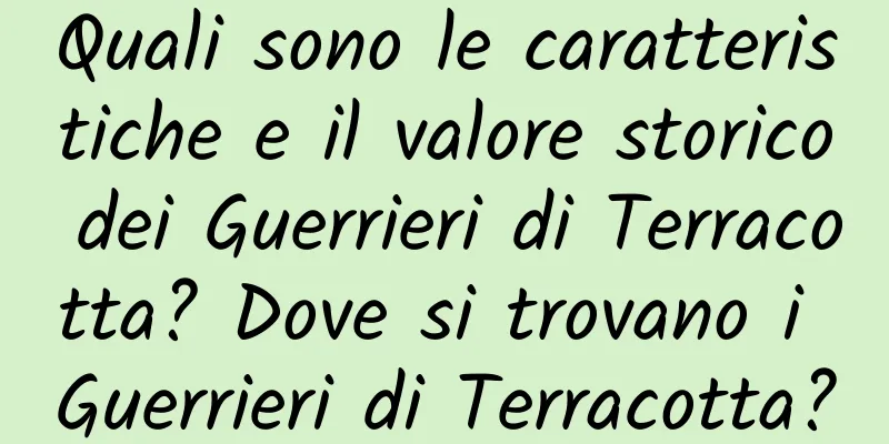 Quali sono le caratteristiche e il valore storico dei Guerrieri di Terracotta? Dove si trovano i Guerrieri di Terracotta?