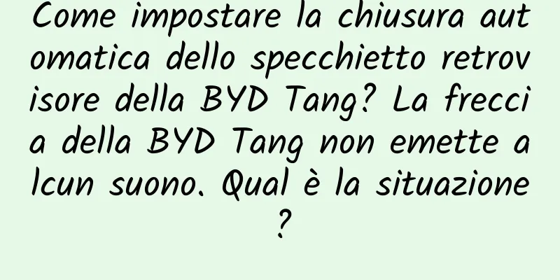 Come impostare la chiusura automatica dello specchietto retrovisore della BYD Tang? La freccia della BYD Tang non emette alcun suono. Qual è la situazione?