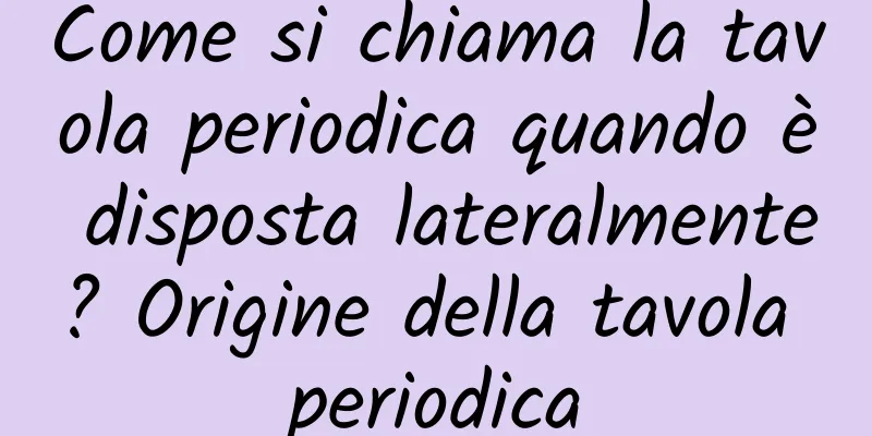 Come si chiama la tavola periodica quando è disposta lateralmente? Origine della tavola periodica