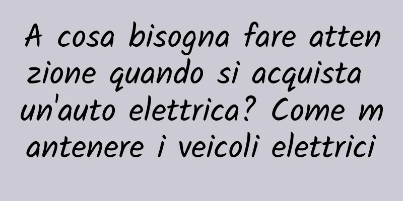 A cosa bisogna fare attenzione quando si acquista un'auto elettrica? Come mantenere i veicoli elettrici