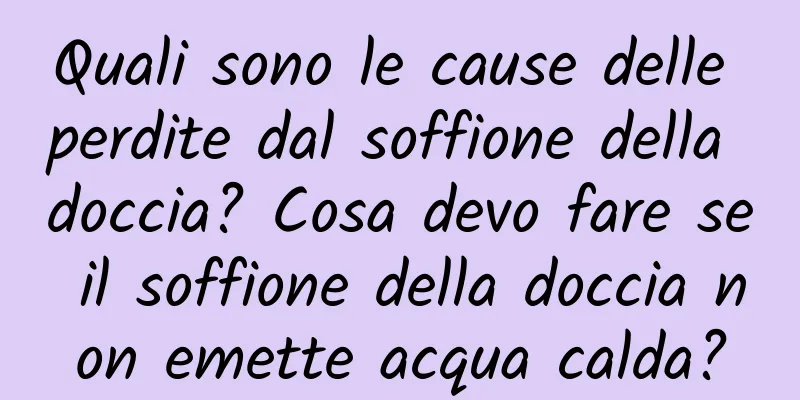 Quali sono le cause delle perdite dal soffione della doccia? Cosa devo fare se il soffione della doccia non emette acqua calda?