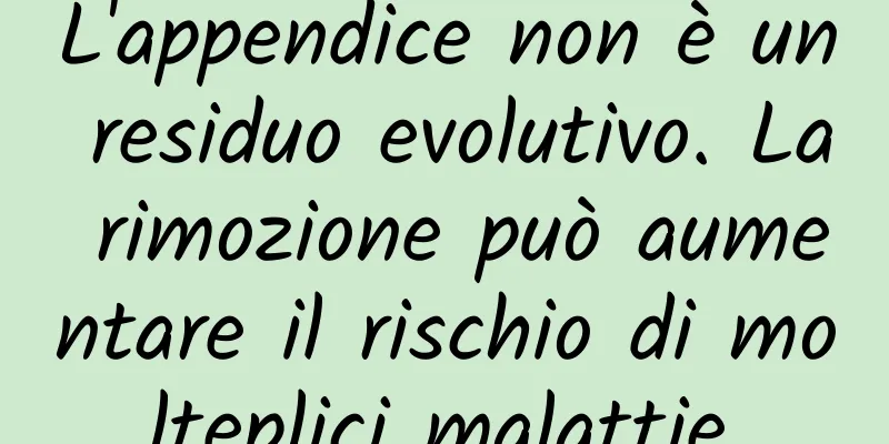 L'appendice non è un residuo evolutivo. La rimozione può aumentare il rischio di molteplici malattie.