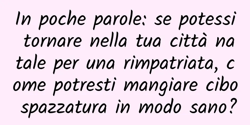 In poche parole: se potessi tornare nella tua città natale per una rimpatriata, come potresti mangiare cibo spazzatura in modo sano?