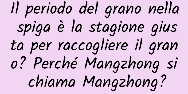 Il periodo del grano nella spiga è la stagione giusta per raccogliere il grano? Perché Mangzhong si chiama Mangzhong?