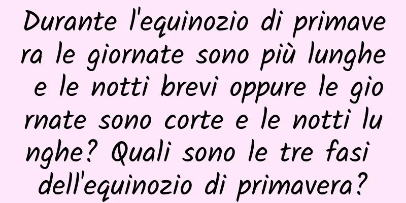 Durante l'equinozio di primavera le giornate sono più lunghe e le notti brevi oppure le giornate sono corte e le notti lunghe? Quali sono le tre fasi dell'equinozio di primavera?