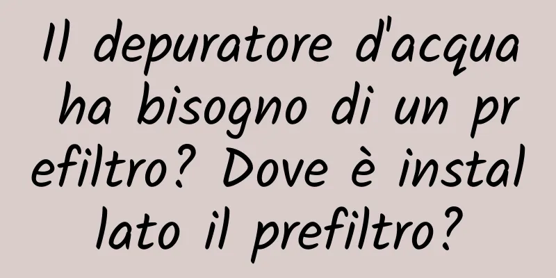 Il depuratore d'acqua ha bisogno di un prefiltro? Dove è installato il prefiltro?