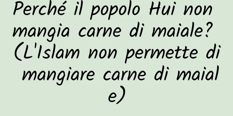 Perché il popolo Hui non mangia carne di maiale? (L'Islam non permette di mangiare carne di maiale)