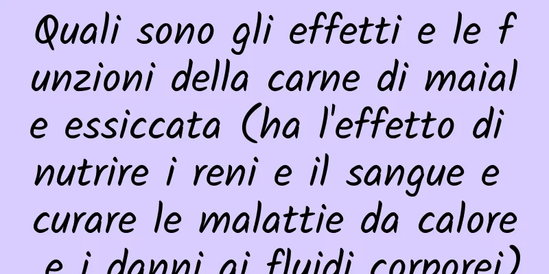 Quali sono gli effetti e le funzioni della carne di maiale essiccata (ha l'effetto di nutrire i reni e il sangue e curare le malattie da calore e i danni ai fluidi corporei)
