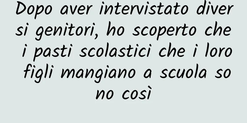 Dopo aver intervistato diversi genitori, ho scoperto che i pasti scolastici che i loro figli mangiano a scuola sono così