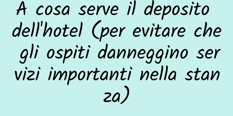 A cosa serve il deposito dell'hotel (per evitare che gli ospiti danneggino servizi importanti nella stanza)