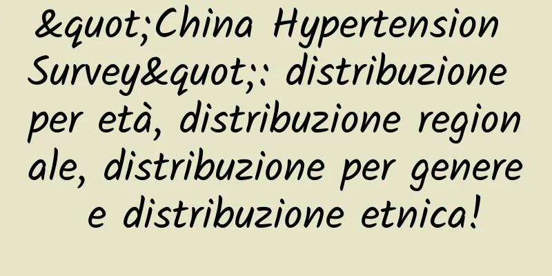 "China Hypertension Survey": distribuzione per età, distribuzione regionale, distribuzione per genere e distribuzione etnica!
