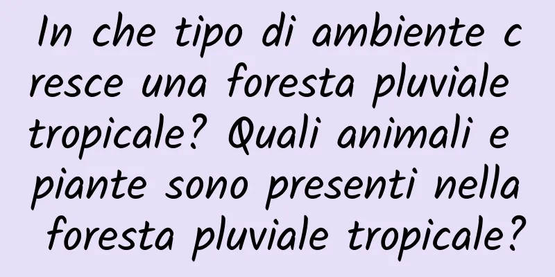In che tipo di ambiente cresce una foresta pluviale tropicale? Quali animali e piante sono presenti nella foresta pluviale tropicale?