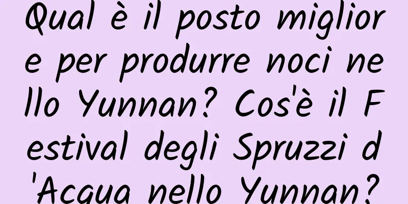 Qual è il posto migliore per produrre noci nello Yunnan? Cos'è il Festival degli Spruzzi d'Acqua nello Yunnan?