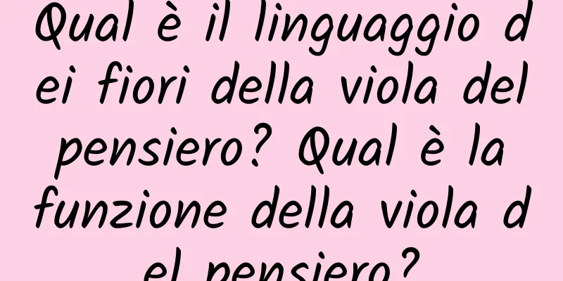 Qual è il linguaggio dei fiori della viola del pensiero? Qual è la funzione della viola del pensiero?
