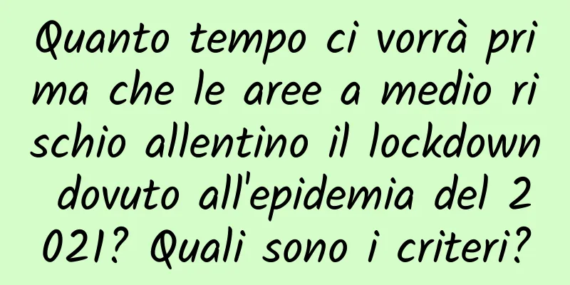 Quanto tempo ci vorrà prima che le aree a medio rischio allentino il lockdown dovuto all'epidemia del 2021? Quali sono i criteri?