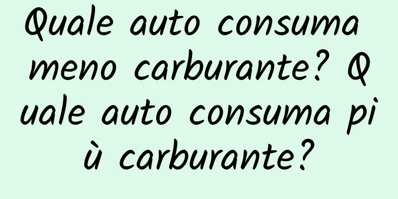 Quale auto consuma meno carburante? Quale auto consuma più carburante?