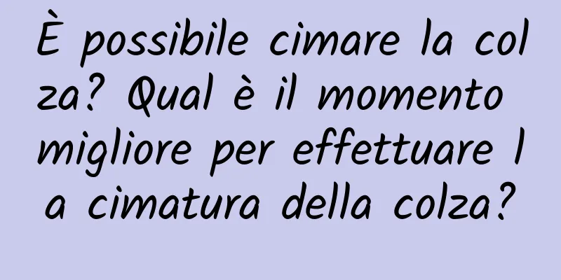 È possibile cimare la colza? Qual è il momento migliore per effettuare la cimatura della colza?