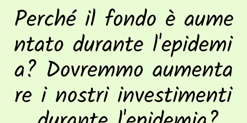 Perché il fondo è aumentato durante l'epidemia? Dovremmo aumentare i nostri investimenti durante l'epidemia?