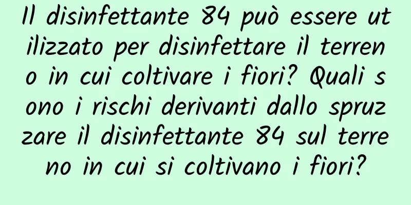 Il disinfettante 84 può essere utilizzato per disinfettare il terreno in cui coltivare i fiori? Quali sono i rischi derivanti dallo spruzzare il disinfettante 84 sul terreno in cui si coltivano i fiori?