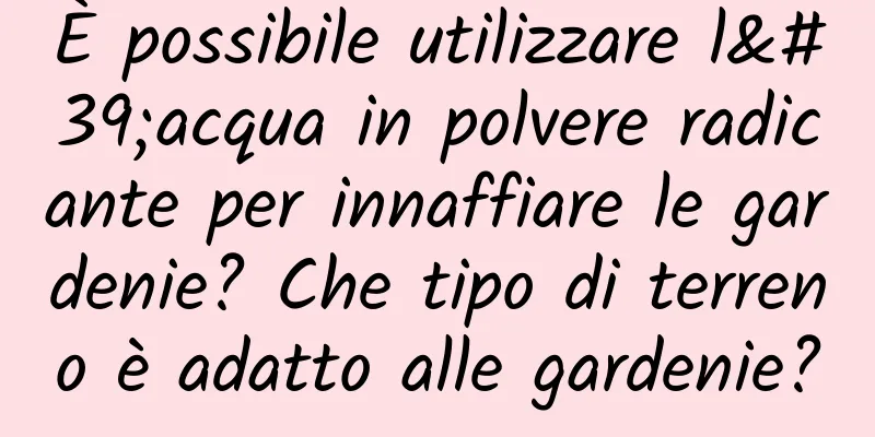 È possibile utilizzare l'acqua in polvere radicante per innaffiare le gardenie? Che tipo di terreno è adatto alle gardenie?