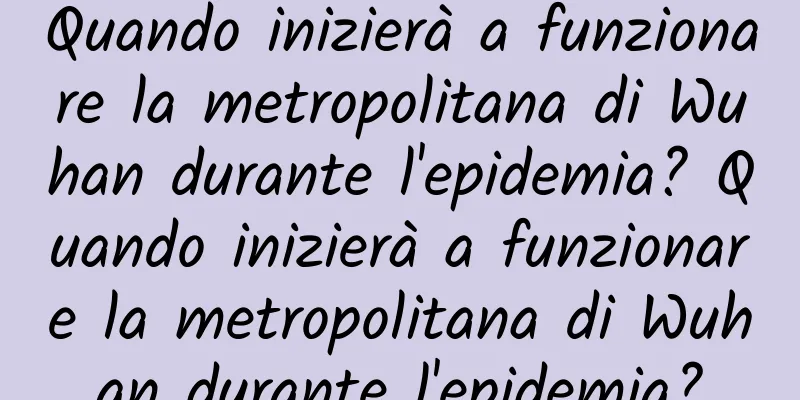 Quando inizierà a funzionare la metropolitana di Wuhan durante l'epidemia? Quando inizierà a funzionare la metropolitana di Wuhan durante l'epidemia?