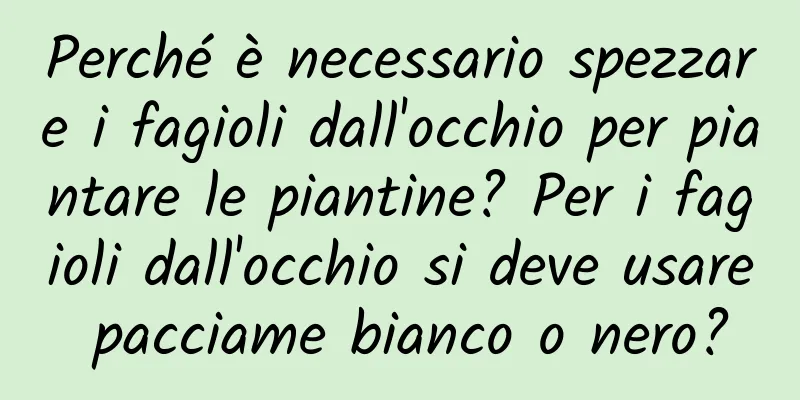 Perché è necessario spezzare i fagioli dall'occhio per piantare le piantine? Per i fagioli dall'occhio si deve usare pacciame bianco o nero?
