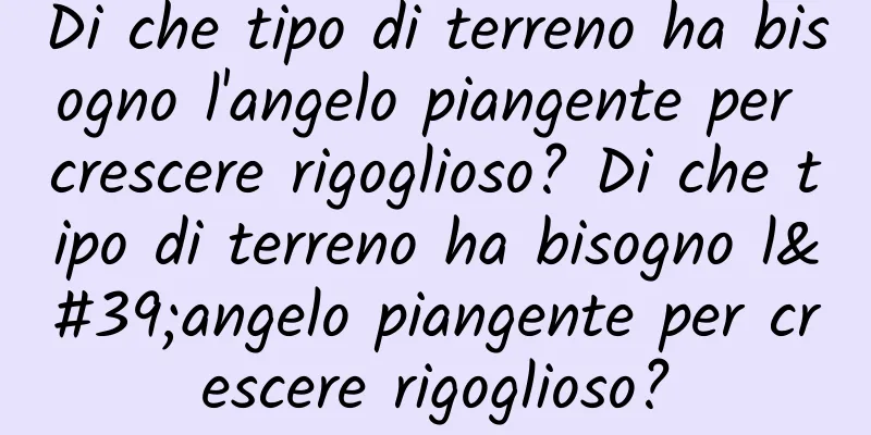 Di che tipo di terreno ha bisogno l'angelo piangente per crescere rigoglioso? Di che tipo di terreno ha bisogno l'angelo piangente per crescere rigoglioso?