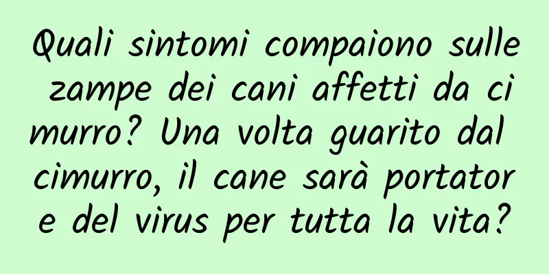 Quali sintomi compaiono sulle zampe dei cani affetti da cimurro? Una volta guarito dal cimurro, il cane sarà portatore del virus per tutta la vita?