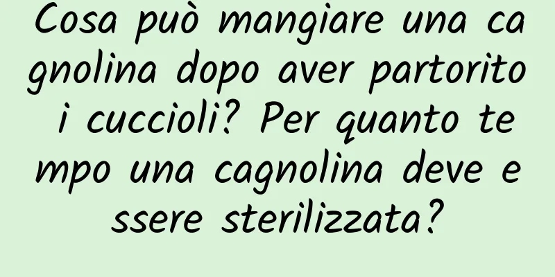 Cosa può mangiare una cagnolina dopo aver partorito i cuccioli? Per quanto tempo una cagnolina deve essere sterilizzata?