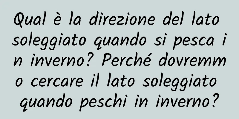 Qual è la direzione del lato soleggiato quando si pesca in inverno? Perché dovremmo cercare il lato soleggiato quando peschi in inverno?