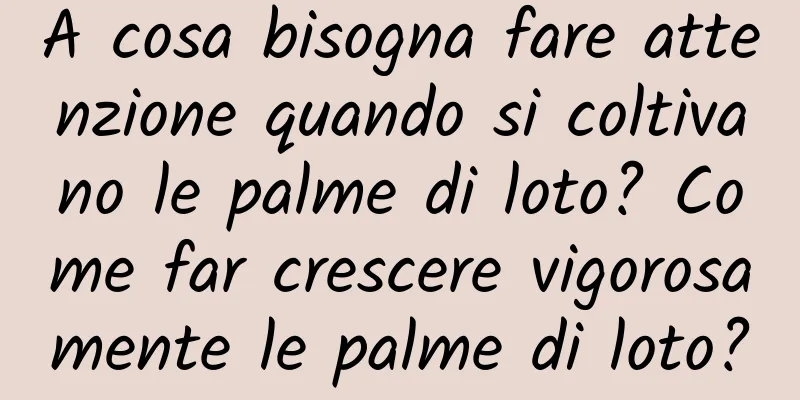 A cosa bisogna fare attenzione quando si coltivano le palme di loto? Come far crescere vigorosamente le palme di loto?