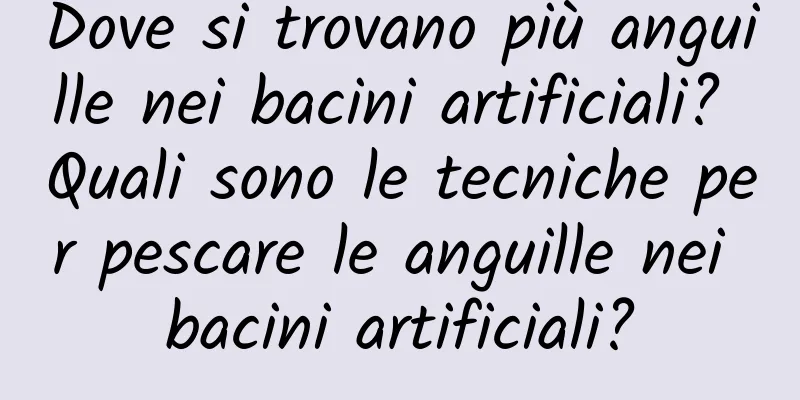 Dove si trovano più anguille nei bacini artificiali? Quali sono le tecniche per pescare le anguille nei bacini artificiali?