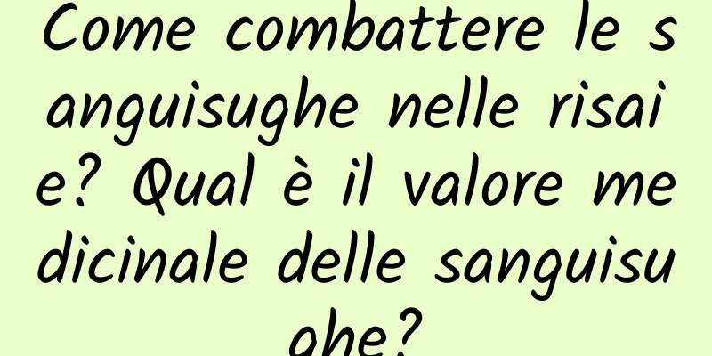 Come combattere le sanguisughe nelle risaie? Qual è il valore medicinale delle sanguisughe?