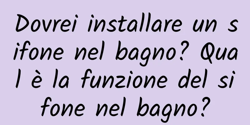 Dovrei installare un sifone nel bagno? Qual è la funzione del sifone nel bagno?