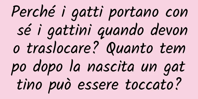 Perché i gatti portano con sé i gattini quando devono traslocare? Quanto tempo dopo la nascita un gattino può essere toccato?