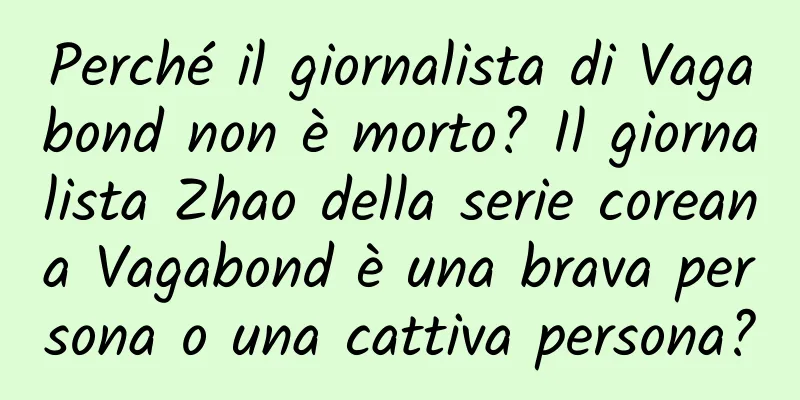 Perché il giornalista di Vagabond non è morto? Il giornalista Zhao della serie coreana Vagabond è una brava persona o una cattiva persona?
