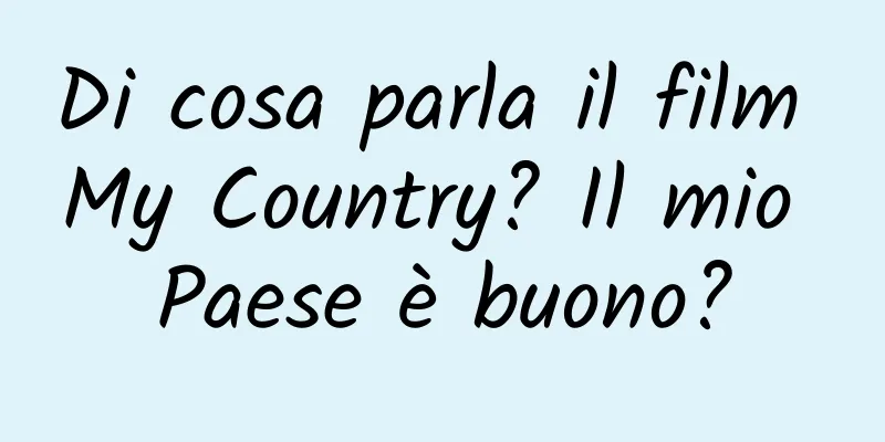 Di cosa parla il film My Country? Il mio Paese è buono?
