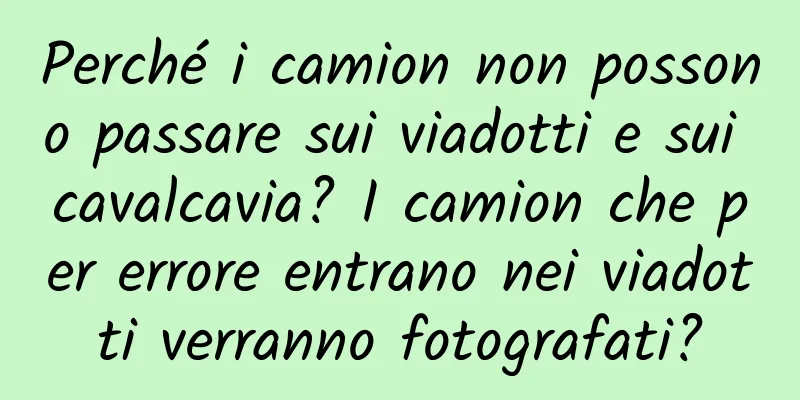 Perché i camion non possono passare sui viadotti e sui cavalcavia? I camion che per errore entrano nei viadotti verranno fotografati?
