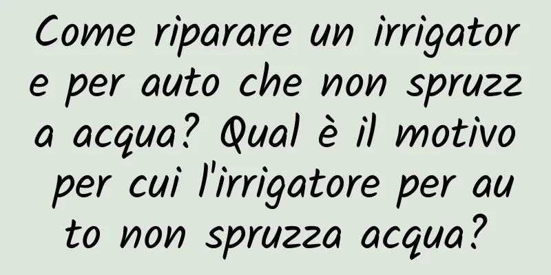 Come riparare un irrigatore per auto che non spruzza acqua? Qual è il motivo per cui l'irrigatore per auto non spruzza acqua?