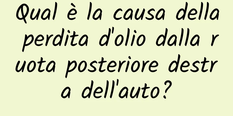 Qual è la causa della perdita d'olio dalla ruota posteriore destra dell'auto?