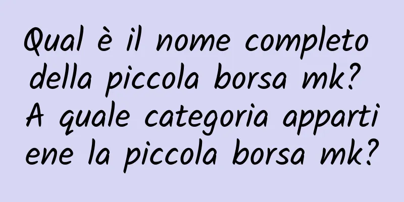 Qual è il nome completo della piccola borsa mk? A quale categoria appartiene la piccola borsa mk?