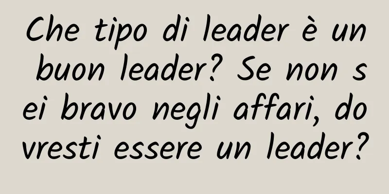Che tipo di leader è un buon leader? Se non sei bravo negli affari, dovresti essere un leader?