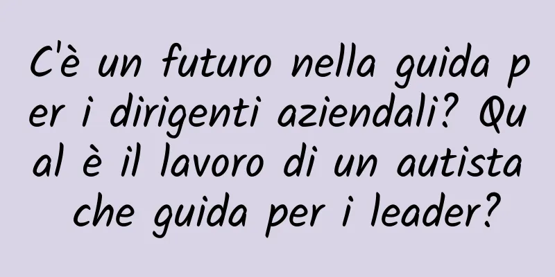 C'è un futuro nella guida per i dirigenti aziendali? Qual è il lavoro di un autista che guida per i leader?
