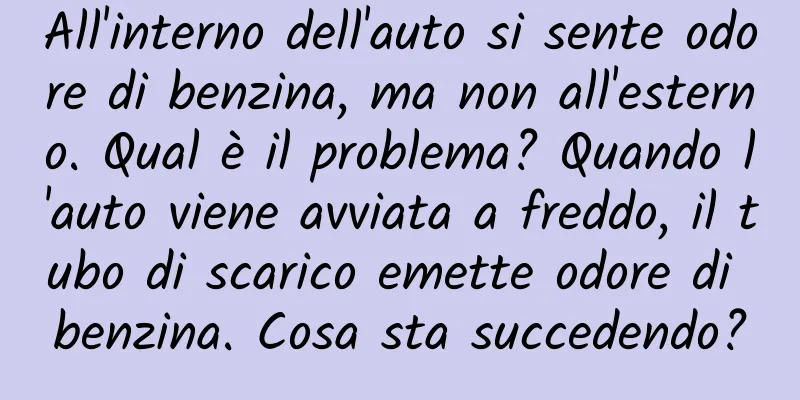 All'interno dell'auto si sente odore di benzina, ma non all'esterno. Qual è il problema? Quando l'auto viene avviata a freddo, il tubo di scarico emette odore di benzina. Cosa sta succedendo?