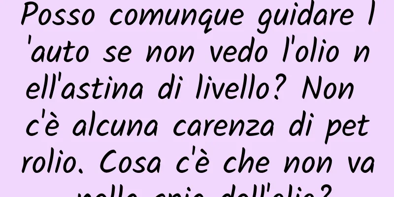 Posso comunque guidare l'auto se non vedo l'olio nell'astina di livello? Non c'è alcuna carenza di petrolio. Cosa c'è che non va nella spia dell'olio?