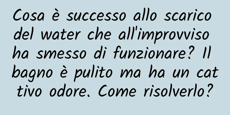 Cosa è successo allo scarico del water che all'improvviso ha smesso di funzionare? Il bagno è pulito ma ha un cattivo odore. Come risolverlo?