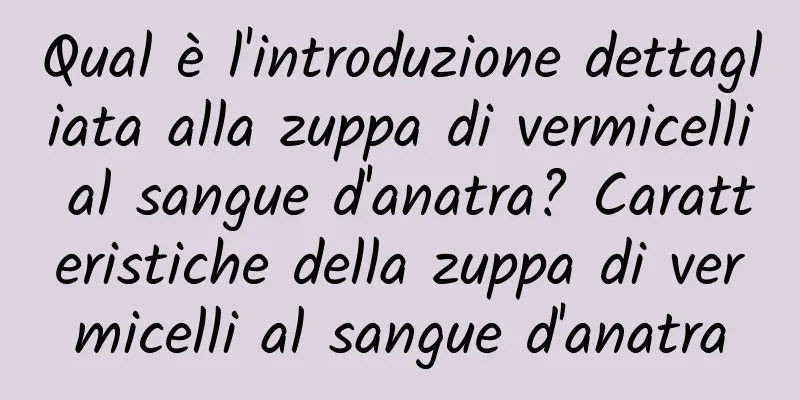 Qual è l'introduzione dettagliata alla zuppa di vermicelli al sangue d'anatra? Caratteristiche della zuppa di vermicelli al sangue d'anatra