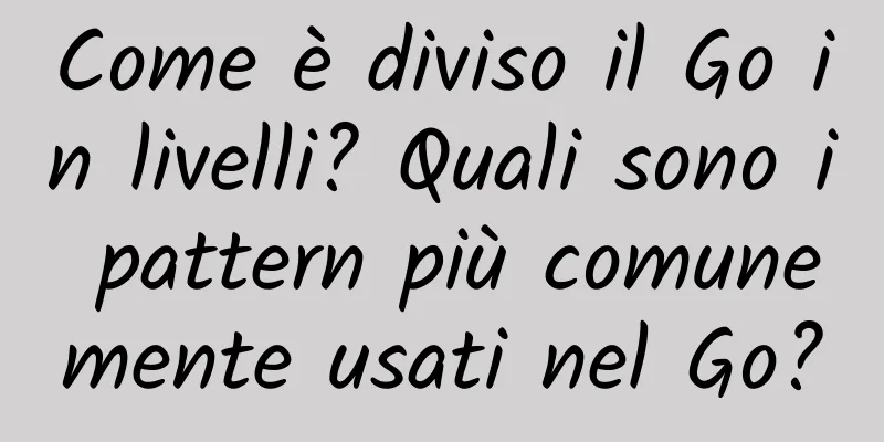 Come è diviso il Go in livelli? Quali sono i pattern più comunemente usati nel Go?